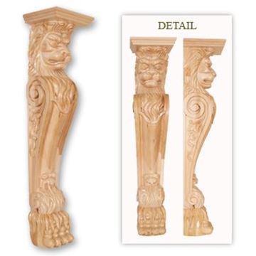 Picture of 11" x 10-1/2" x 49-1/2 Handcarved Mantel Bases  Posts 