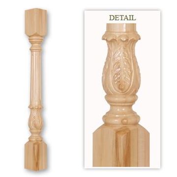 Picture of 3-3/4" x 3-3/4" x 36" Handcarved Mantel Bases Posts
