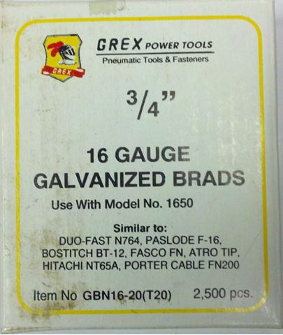 Picture of GREX Galvanized Brad Nails for 16 Gauge (3/4"Length)