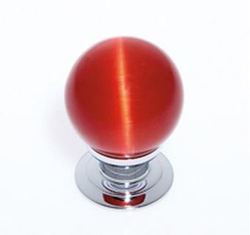 Picture of 1 1/5" Cat's Eye Glass Red Smooth Round Knob 