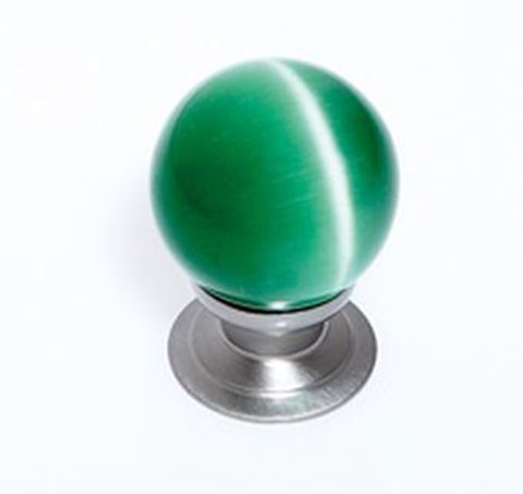 Picture of 1 1/5" Cat's Eye Glass Green Smooth Round Knob