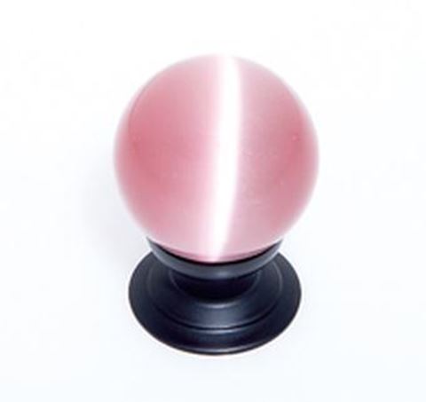 Picture of 1 1/5" Cat's Eye Glass Pink Smooth Round Knob 