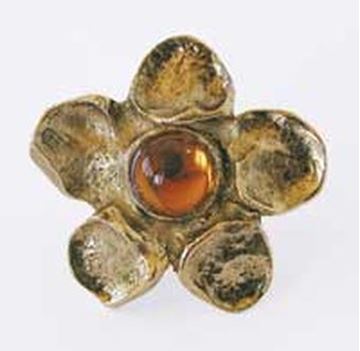 Picture of 2" Jewel Tones Flower Design Knob with Stones (AMBER)