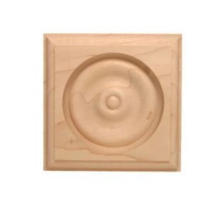 Picture of Unfinished Rosette 3-3/4" x 3-3/4" x 1" Rubberwood (R-8-RW)