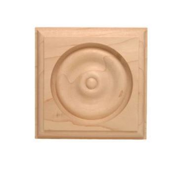 Picture of Unfinished Rosette 3-3/4" x 3-3/4" x 1" Rubberwood (R-8-RW)