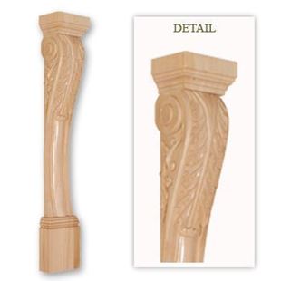 Picture of Handcarved Mantel Bases Posts Whitewood (1025WW)
